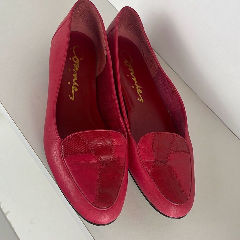Connie Sport Red 80s Patchwork Leather Flats 7.5